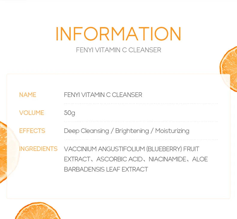 Vitamin C Facial Cleanser – Deep Cleansing, Moisturizing, Blackhead Removal Skincare Foam