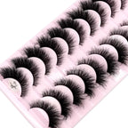 Cat Eye Wispy Mink Lashes – 10 Pairs, Natural Fluffy Long & Short False Eyelashes