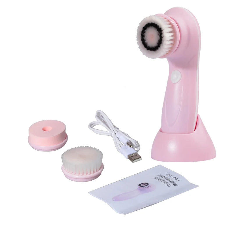 Electric Facial Cleansing Brush – Waterproof Exfoliating Spin Scrubber for Deep Cleaning & Blackhead Removal