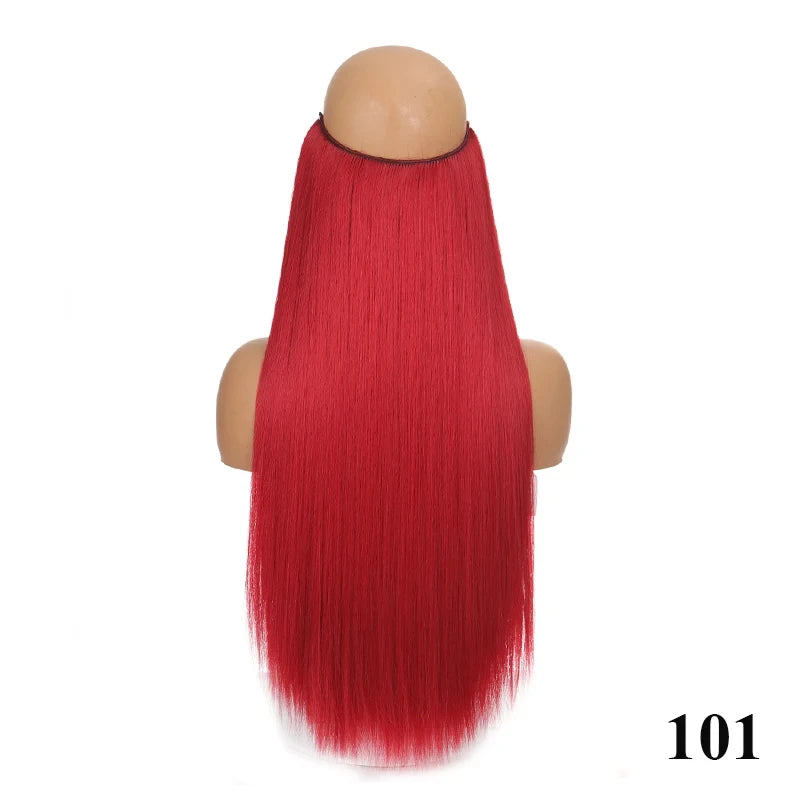 Fish Line Hair Extensions – Straight & Curly, 40/50/60cm, Daily Wear