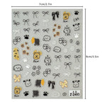5D Cute Animal Nail Stickers – Cat & Dog Graffiti Decals