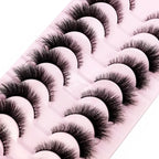 Cat Eye Wispy Mink Lashes – 10 Pairs, Natural Fluffy Long & Short False Eyelashes