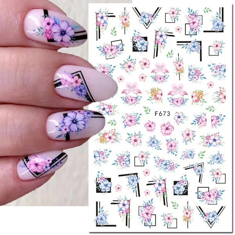 3D Y2K Hibiscus Floral Nail Stickers
