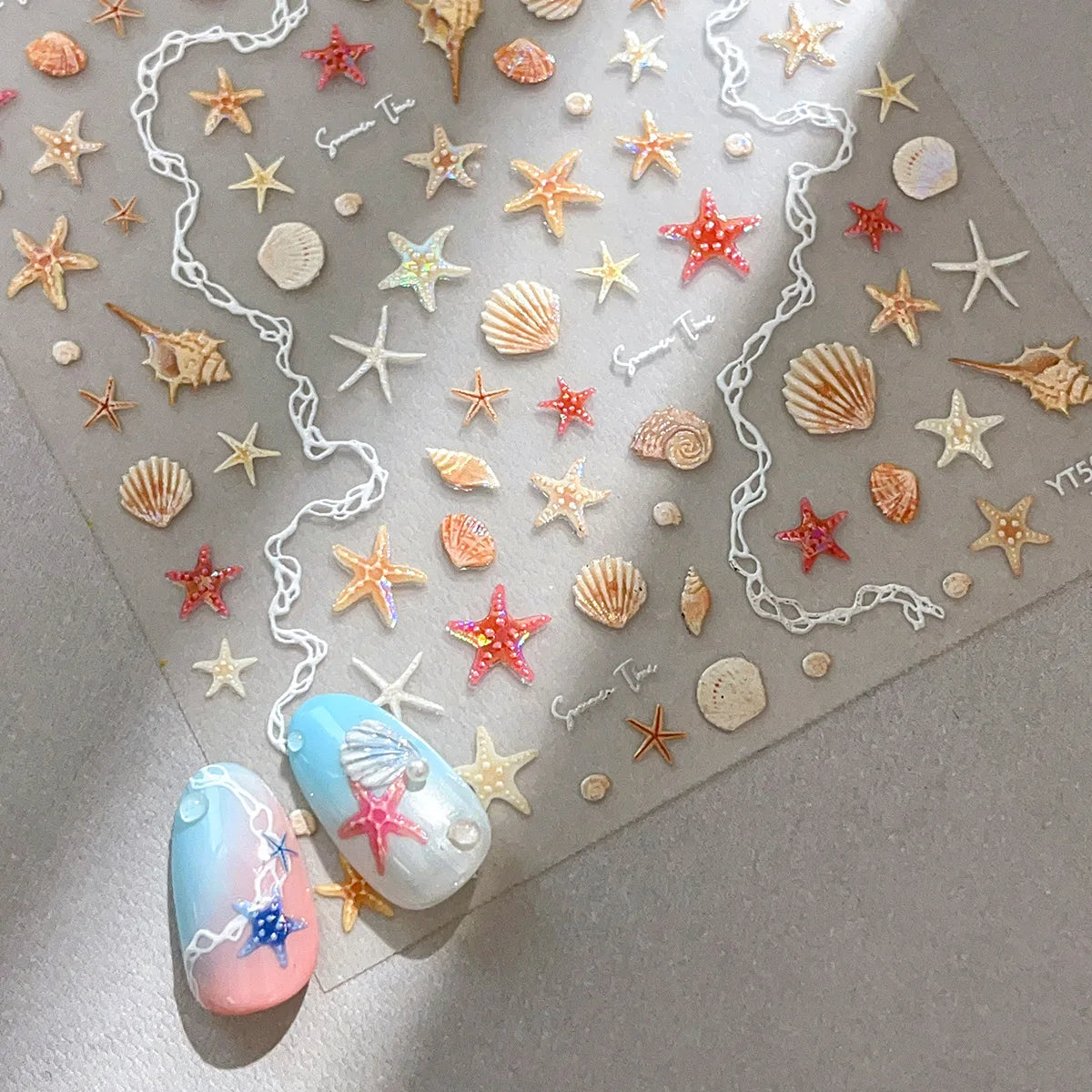 3D Starfish Shell Nail Stickers – Summer DIY Self-Adhesive Decals
