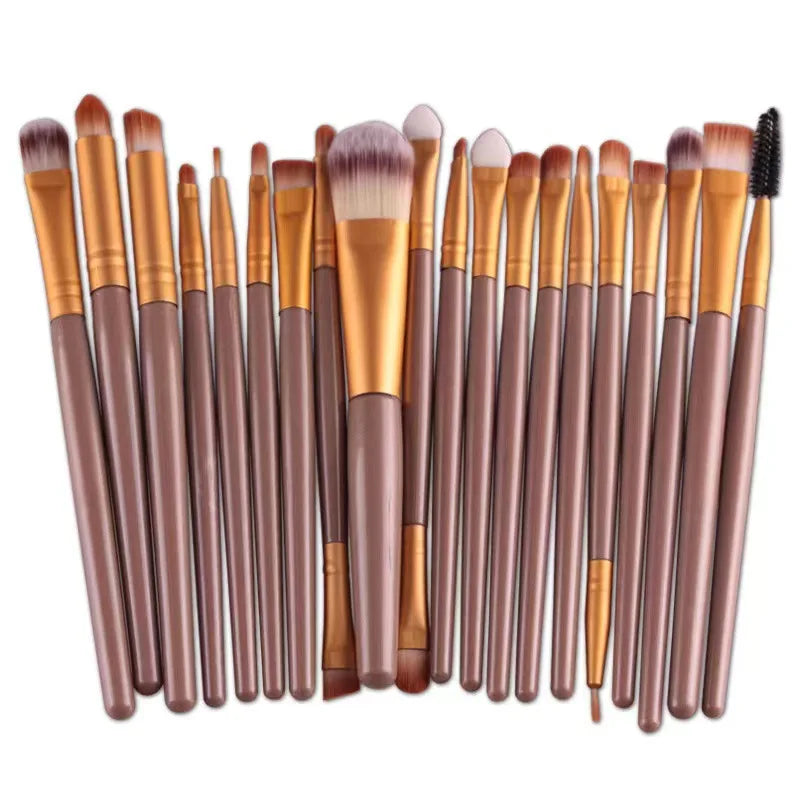 20-Piece Eye Brush Set – Complete Eyeshadow & Eyeliner Tools, Neutral Design