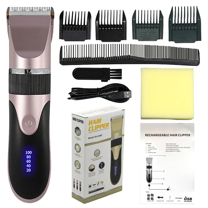 Men’s Professional Hair Clipper – Rechargeable Beard & Hair Trimmer