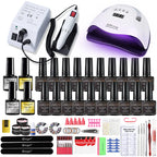 40-Color Gel Nail Kit with LED Dryer, Drill & Tools – Beginner Nail Art Set