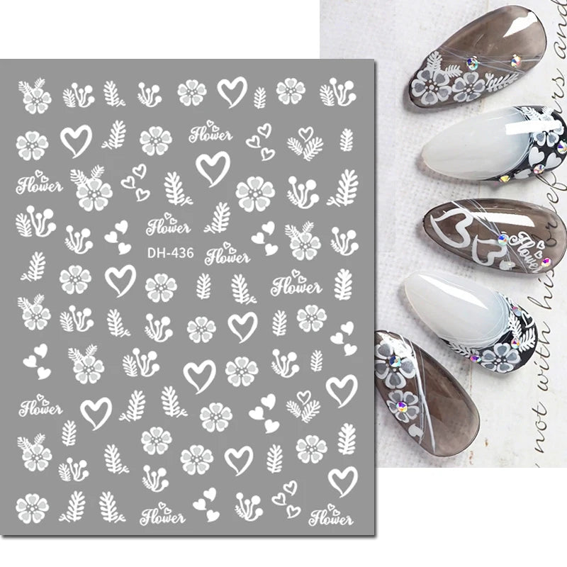 3D Y2K Hibiscus Floral Nail Stickers