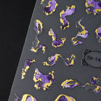 Holographic Purple & Blue Nail Art Stickers – Gold Ink Decals for DIY Manicure