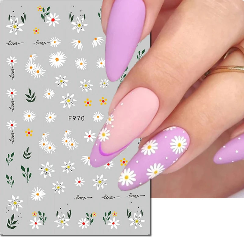 3D Floral & Butterfly Nail Art Stickers Decals