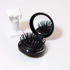 1/2pc Folding Travel Mirror Hair Brush – Round Pocket Comb for Wigs & Real Hair Styling
