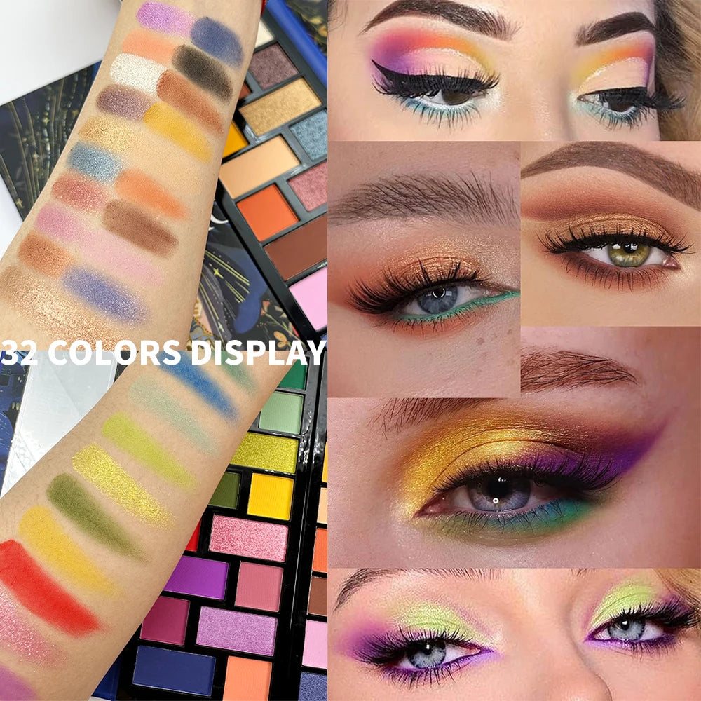 32-Color Eyeshadow Palette – Matte & Shimmer, Highly Pigmented, Vegan