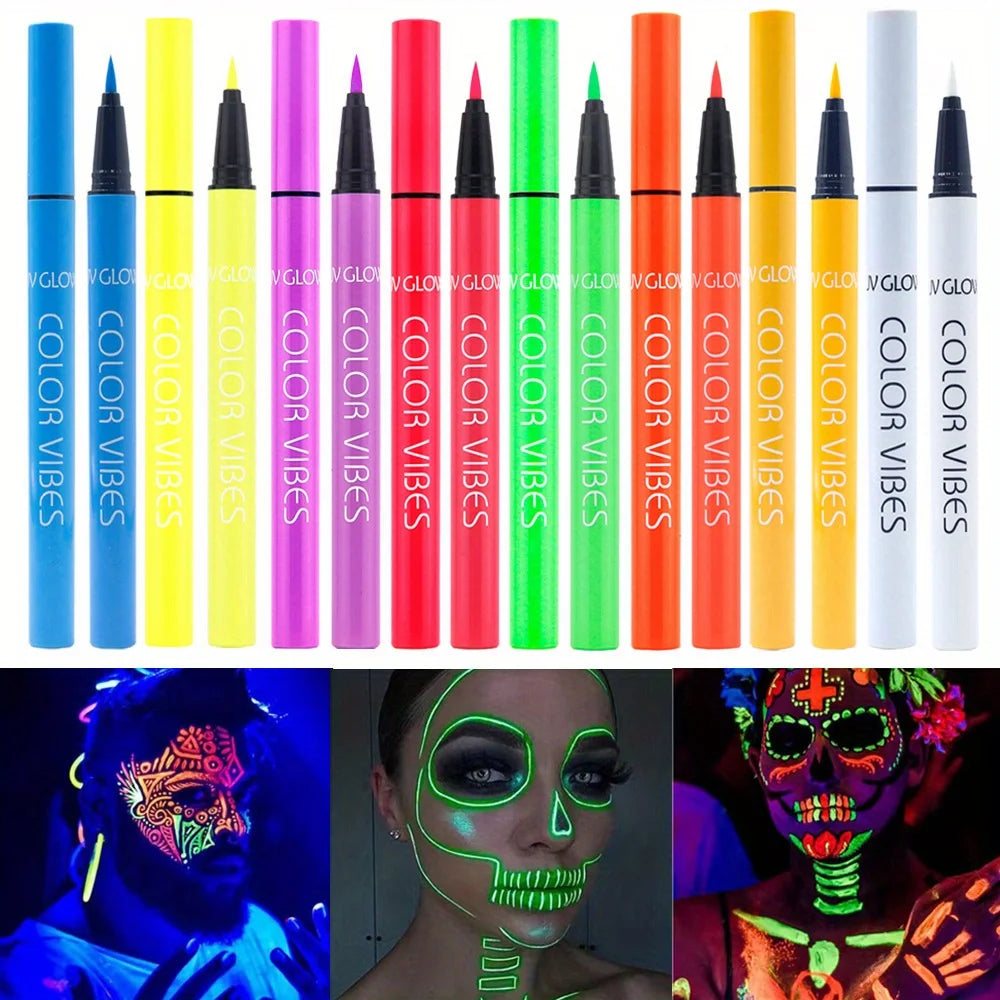 8-Color UV Glow Neon Liquid Eyeliner Set – Matte, Waterproof & Smudge-Proof High-Pigment Eye Makeup Pens