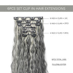 6PCS 20" Curly Synthetic Clip-In Hair Extensions – Wavy Style