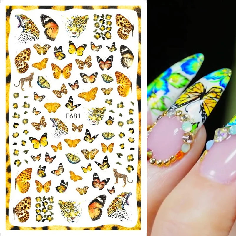 3D Floral & Butterfly Nail Art Stickers Decals