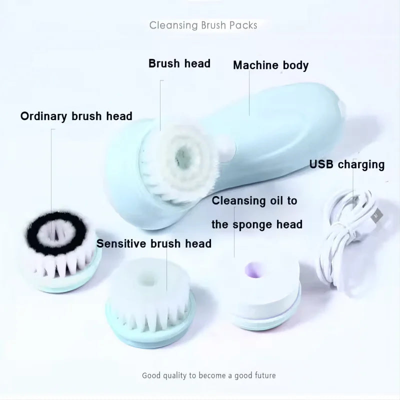 Electric Facial Cleansing Brush – Waterproof Exfoliating Spin Scrubber for Deep Cleaning & Blackhead Removal