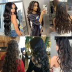 20" Curly Synthetic Hair Extensions – 5PCS Heat-Resistant Black Hairpieces