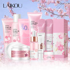 9/6Pcs Sakura Facial Skincare Set – Cleanser, Cream, Sunscreen, Mask & Eye Cream Beauty Kit