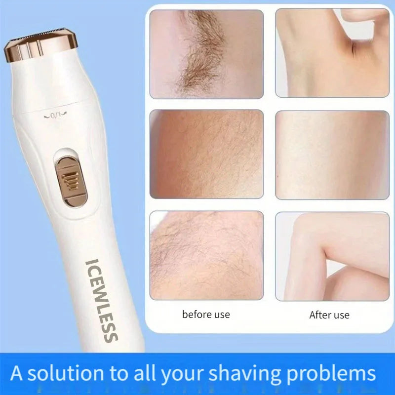 Electric Waterproof Hair Trimmer for Women – Painless Body & Facial Hair Removal