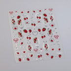 5D Strawberry & Cherry Nail Stickers – DIY Sweet Fruit Manicure Decals