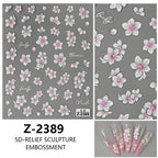 5D Spring Flower Nail Stickers – Embossed Floral Manicure Decals