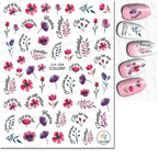 3D Butterfly & Flower Nail Art Stickers – Blue & Purple Decals for Manicure