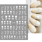 3D Y2K Hibiscus Floral Nail Stickers