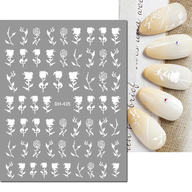 3D Y2K Hibiscus Floral Nail Stickers