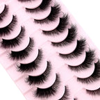 Cat Eye Wispy Mink Lashes – 10 Pairs, Natural Fluffy Long & Short False Eyelashes