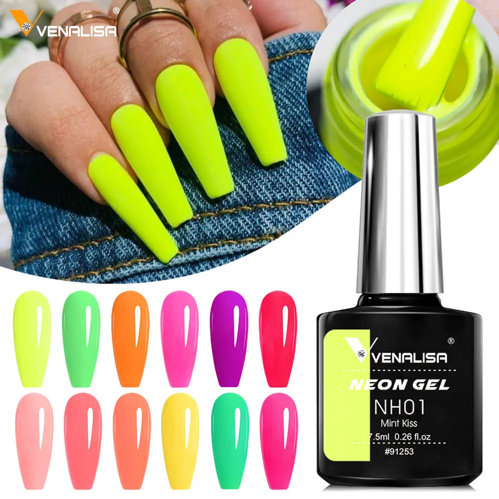 Neon Gel Nail Polish 7.5ml – UV/LED Soak Off Summer Colors