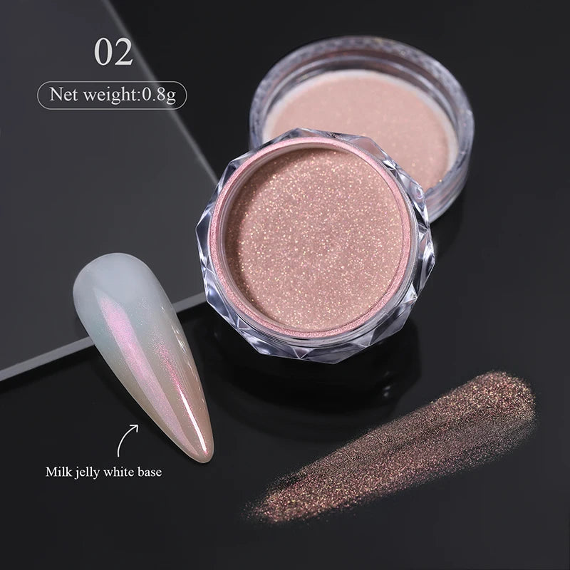 10g Gradient Pearl Nail Powder – Metallic Aurora Effect Glitter Dust for UV Gel Nail Art Decorations