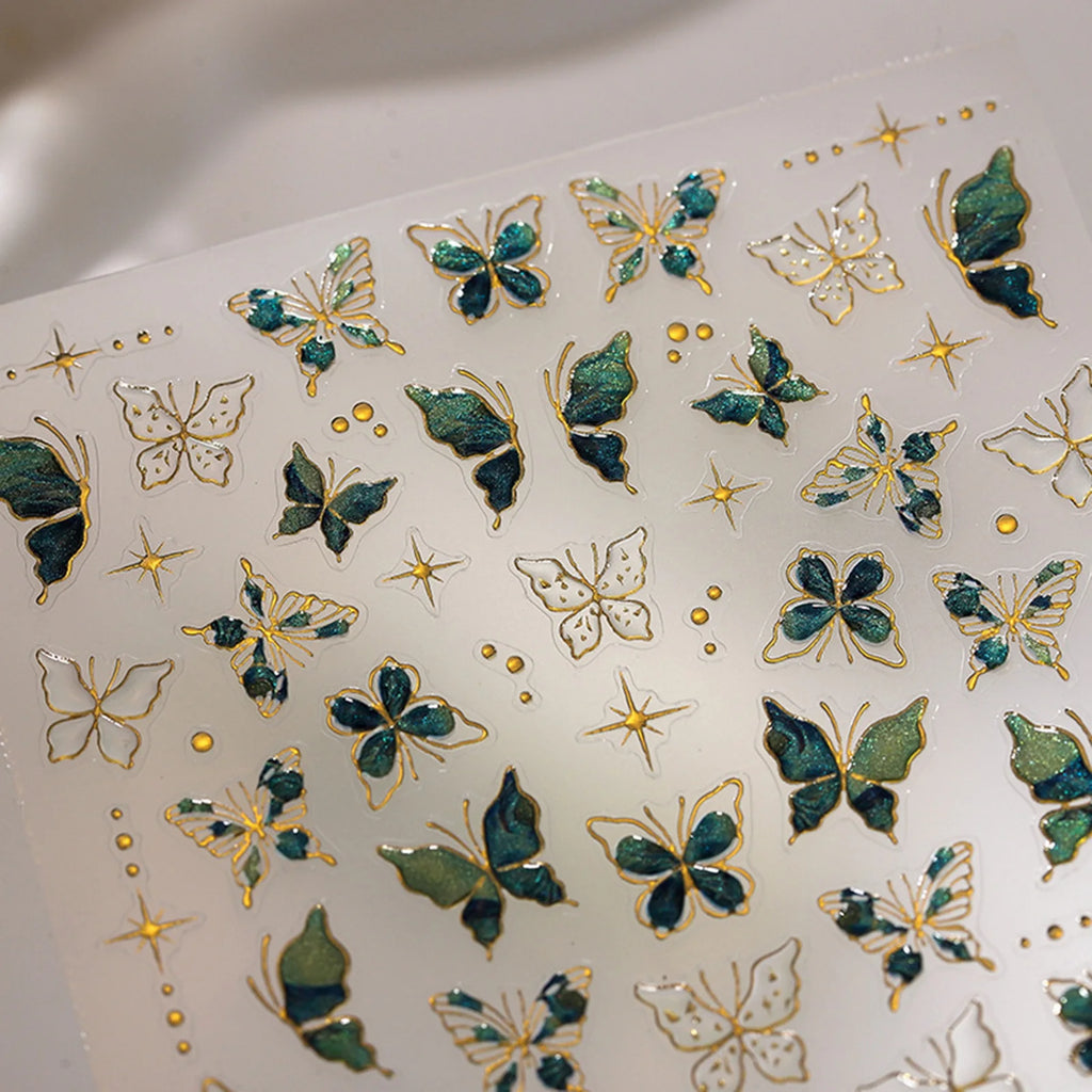 3D Gold Butterfly Nail Stickers – Self-Adhesive Decals for DIY Manicure