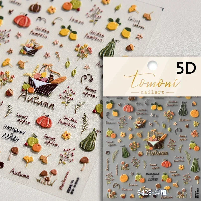 Sunflower & Autumn Harvest Nail Art Stickers