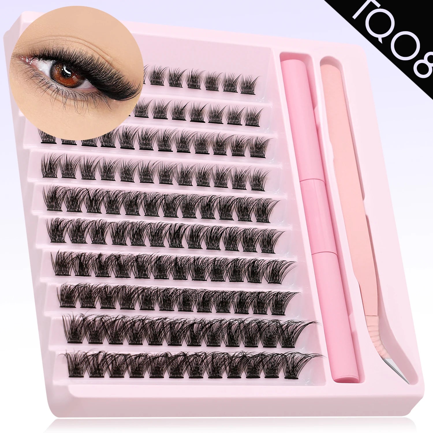 DIY Eyelash Cluster Extension Kit with Tweezers & Waterproof Lash Bond