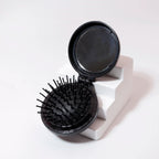 1/2pc Folding Travel Mirror Hair Brush – Round Pocket Comb for Wigs & Real Hair Styling
