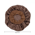 Adjustable Solid Satin Bonnet – Long Hair Care Sleep Hat for Women, Silk Head Wrap & Shower Cap
