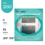 DIY Lash Extension Kit – 280 Clusters with Bond, Seal, Remover & Tweezers (40/50 Pack)