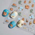 Kawaii Capybara & Spotted Puppy Nail Art Stickers – DIY Manicure Decals