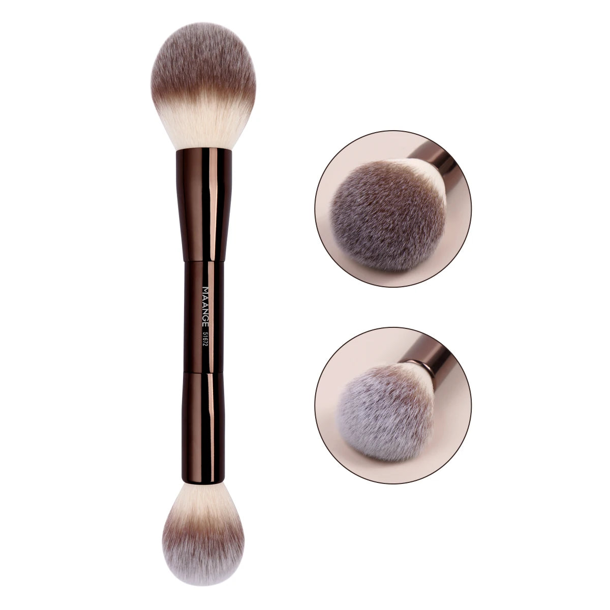 Double-Head Makeup Brush – Soft Fiber Brush for Foundation, Powder, Concealer, Blush & Bronzer Application