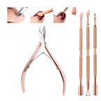 1/3pcs Double-Ended Stainless Steel Cuticle Pusher Set – Dead Skin Remover & Cuticle Scissors, 4pcs Rose Gold Manicure Tools
