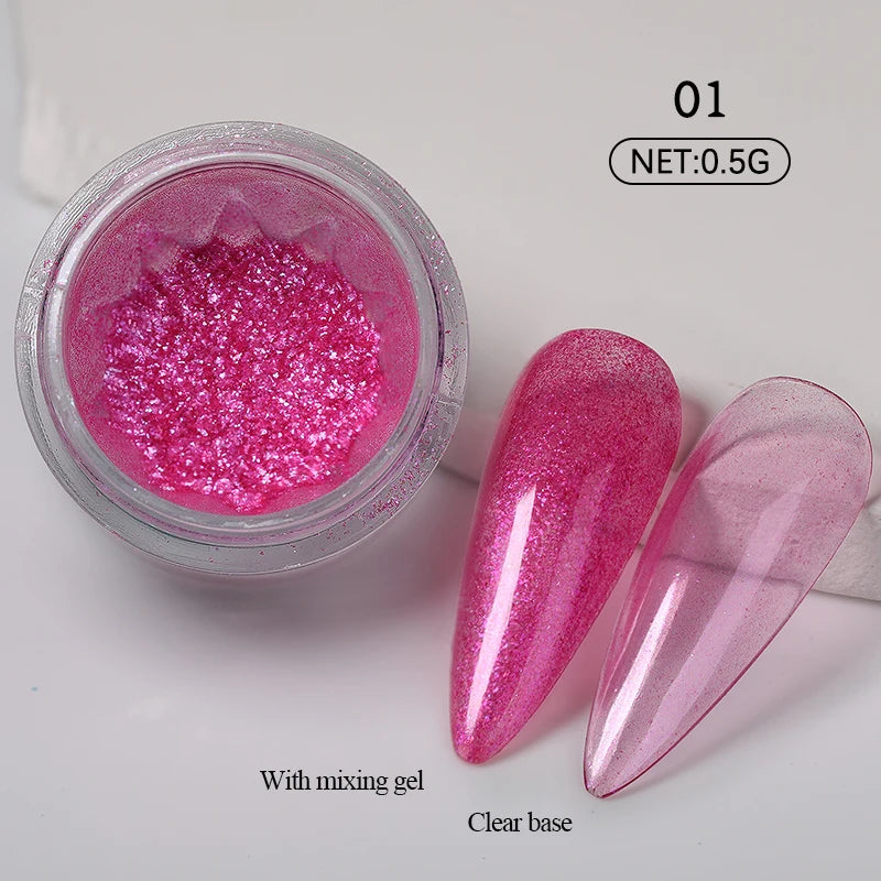 10g Gradient Pearl Nail Powder – Metallic Aurora Effect Glitter Dust for UV Gel Nail Art Decorations