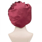 Adjustable Solid Satin Bonnet – Long Hair Care Sleep Hat for Women, Silk Head Wrap & Shower Cap