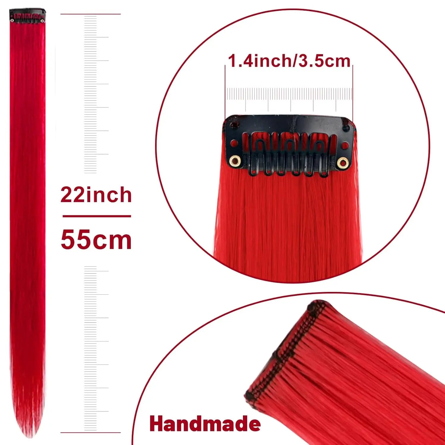 10 PCS 22" Colored Synthetic Hair Extensions – Straight Clip-In Highlights