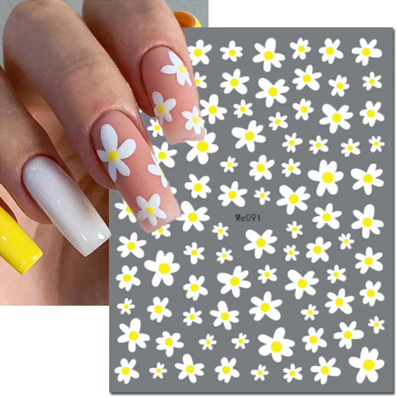 3D Y2K Hibiscus Floral Nail Stickers
