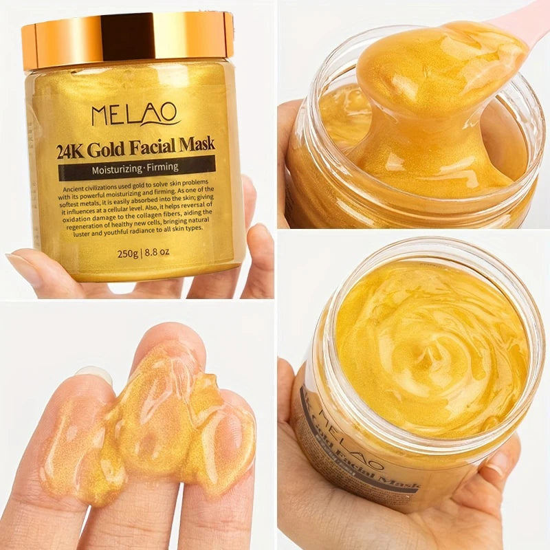 24K Gold Collagen Face Mask – Hydrating & Moisturizing Facial Mask, Skin Brightening Beauty Treatment