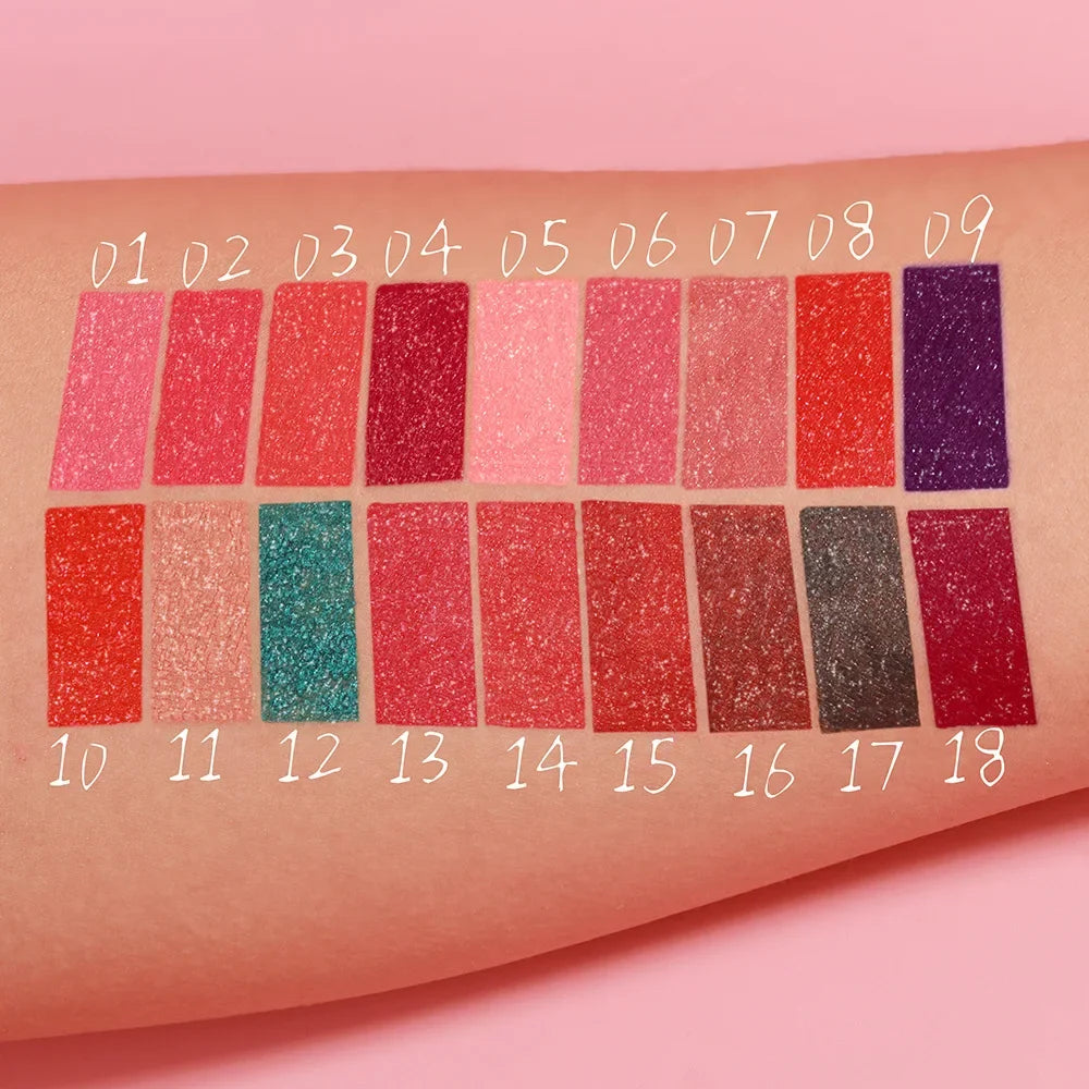 Diamond Glitter Liquid Lip Gloss – Long-Lasting, Waterproof, Non-Stick, Metallic Shine