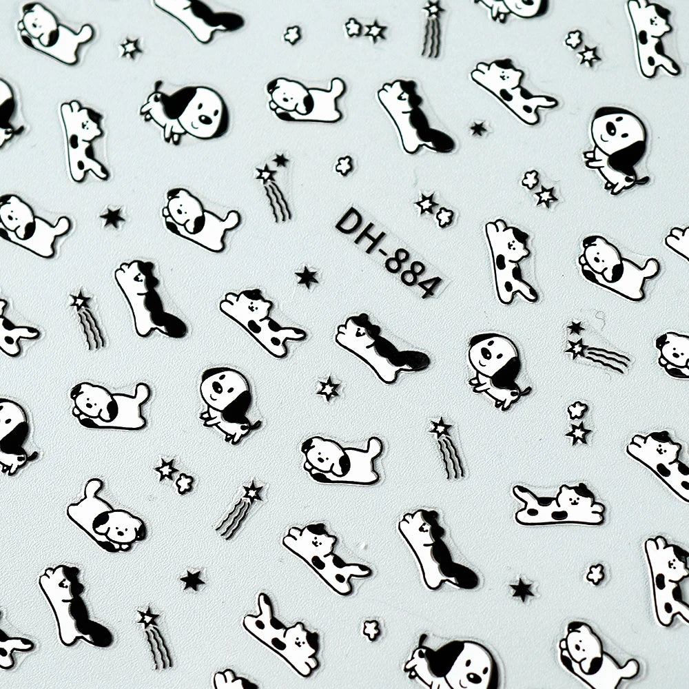 Kawaii Capybara & Spotted Puppy Nail Art Stickers – DIY Manicure Decals