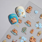 Kawaii Capybara & Spotted Puppy Nail Art Stickers – DIY Manicure Decals