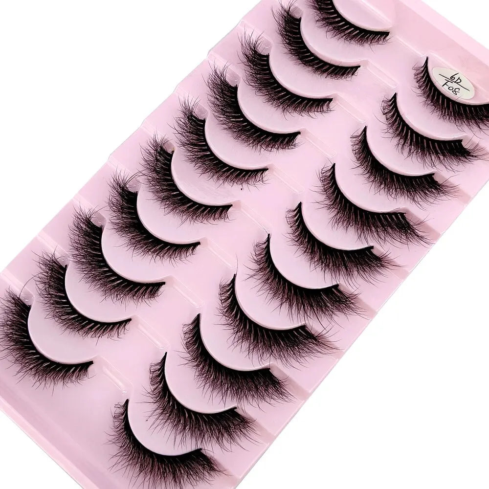 Cat Eye Wispy Mink Lashes – 10 Pairs, Natural Fluffy Long & Short False Eyelashes