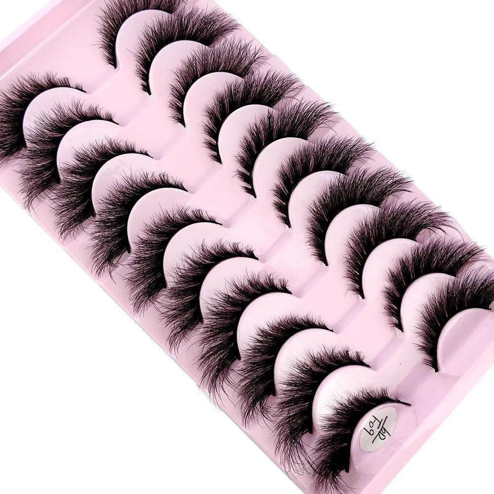 Cat Eye Wispy Mink Lashes – 10 Pairs, Natural Fluffy Long & Short False Eyelashes